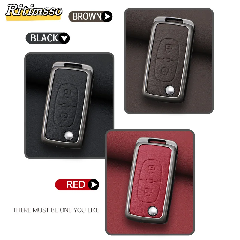 Fashion Alloy Car Flip Key Case Cover Shell Fob for Peugeot 107 207 307 308 407 607 3008 5008 for Citroen Xsara Picasso C5 C6 C8