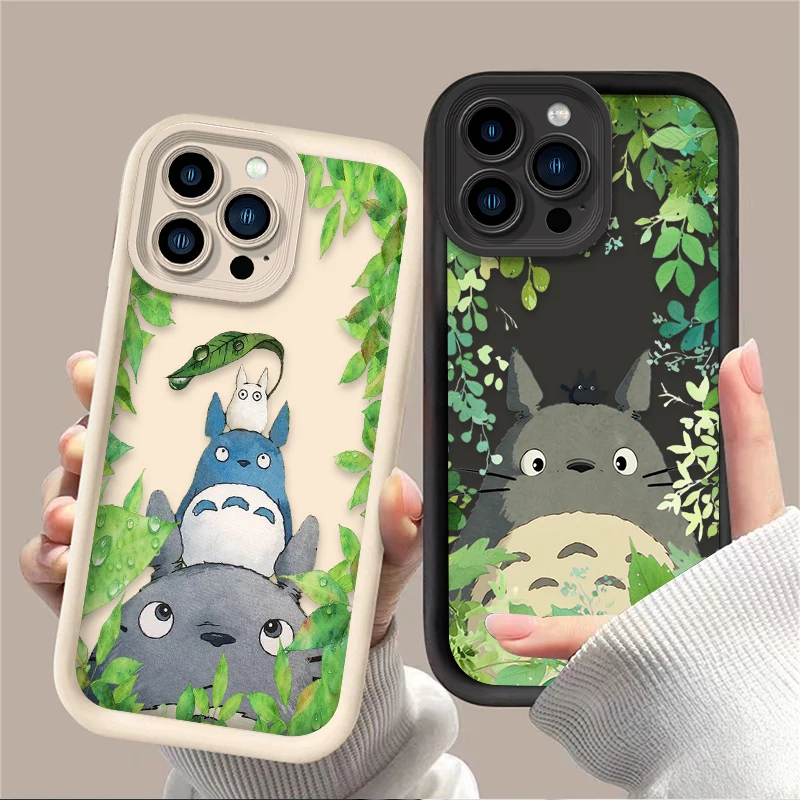 لطيف الكرتون T-Totoro جراب هاتف آيفون 17 الهواء 16 16E 15 14 13 12 11 برو ماكس X XS X S ماكس XR SE 2020 SE4 7 8 غطاء سيليكون