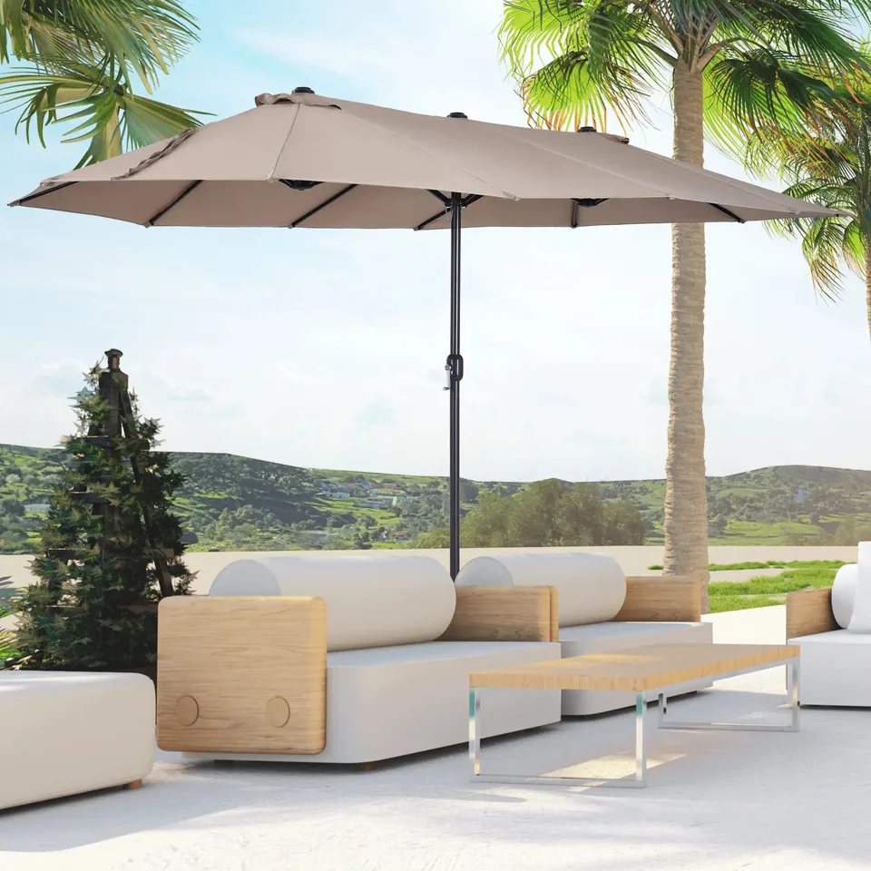 Large Double Sided Outdoor Patio Umbrella with Crank