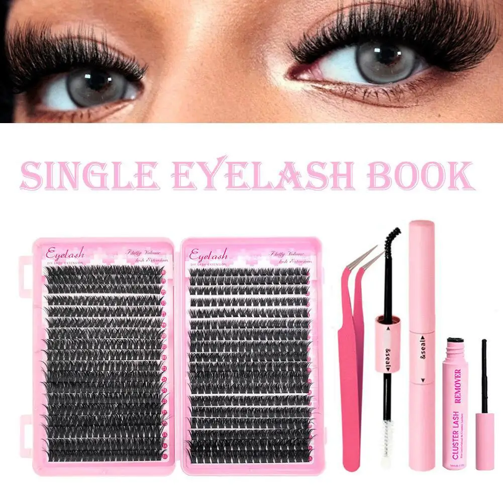 NEW 80D/100D Eyelash Extension Kit Fluffy Eyelash Extension Seal And Lash Thick With Kit Clusters Tweezers Wispy Lash Lash C4F9
