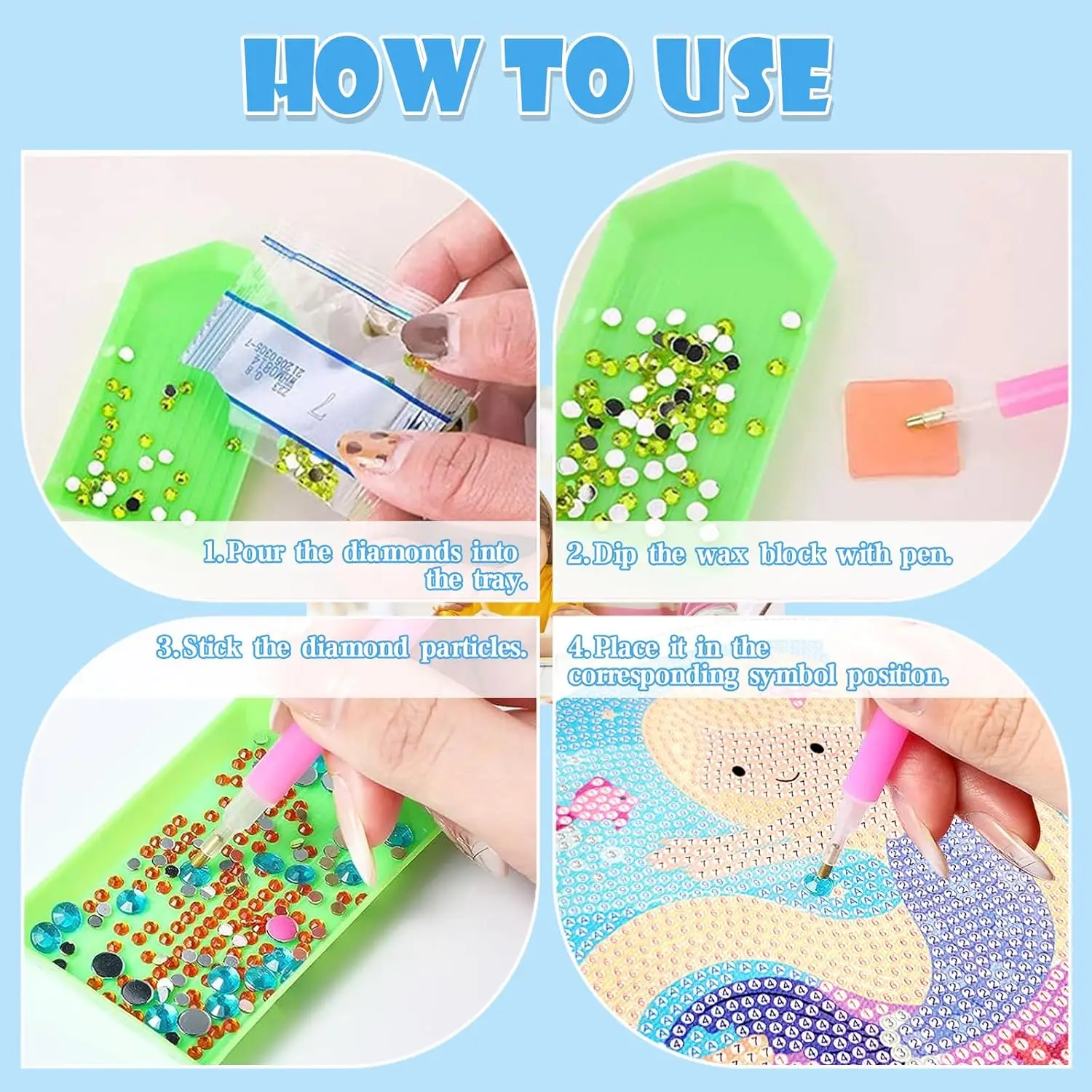 مجموعة طلاء فني ماسي بحورية البحر 5D مكونة من قطعة واحدة - مجموعة حرفية كاملة من الأحجار الكريمة مع إطار بلاستيكي، لوحة ماسية للديكور بنفسك