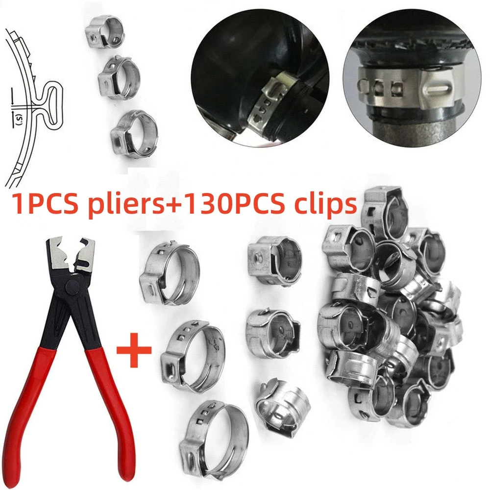 1PCS/130PCS Water Pipe Clamp Collar Hose Clip Clamp Pliers Car Repair Hand Tool R Type Car Hose Oil Hose Crimping Plier