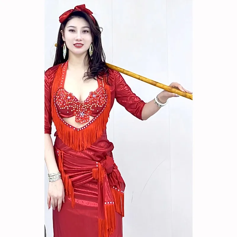 Customized Belly Dance Costume  Eastern Dance Dress Shaabi Folk Style Robe Performance Costume Heavy Industry Pure Handmade