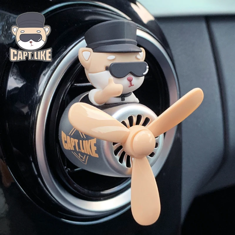 Rotating plane pilot dog car decorations accessories interior cartoon inside air fresheners bear ornaments dashboard outlet vent