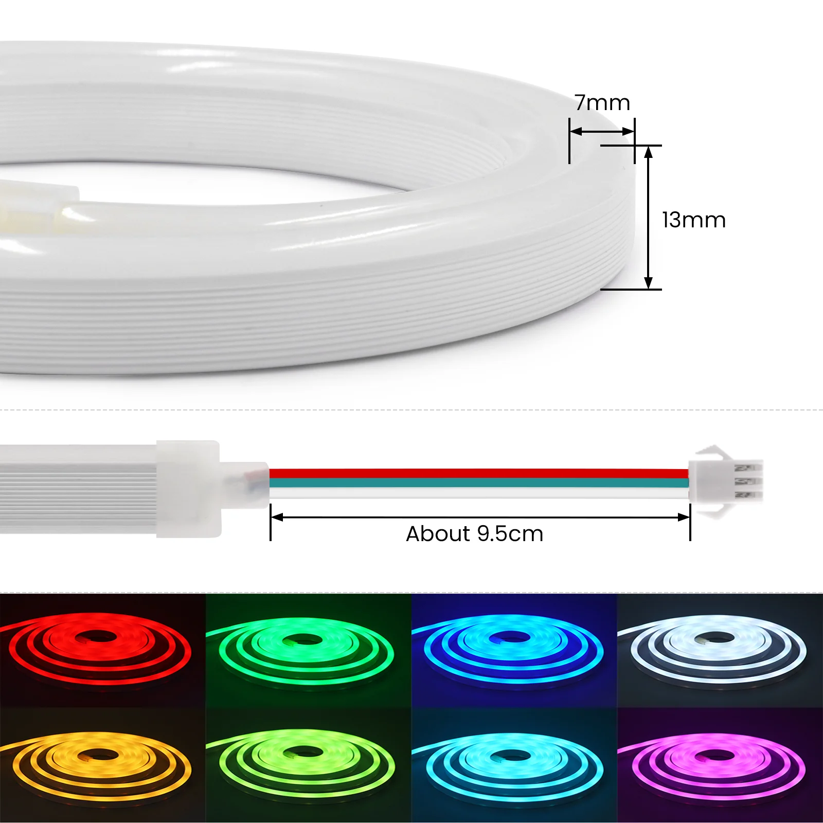 5V WS2812B RGB Neon Light 7X13MM 33leds/m Flexible Ribbon Tape Full Color Pixel Lights Individually Addressable Waterproof Strip