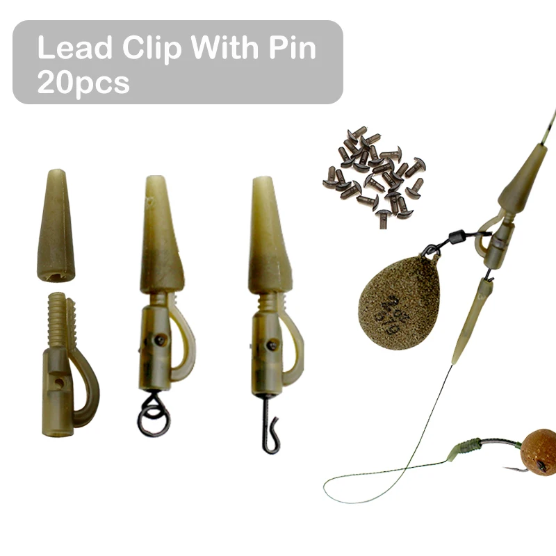 

20Set Carp Fishing Accessories HelicopteLead Clip With Pin Tail Cone Fishing Tools Kit Carp Rigs Making For Carp Fishing Tackle