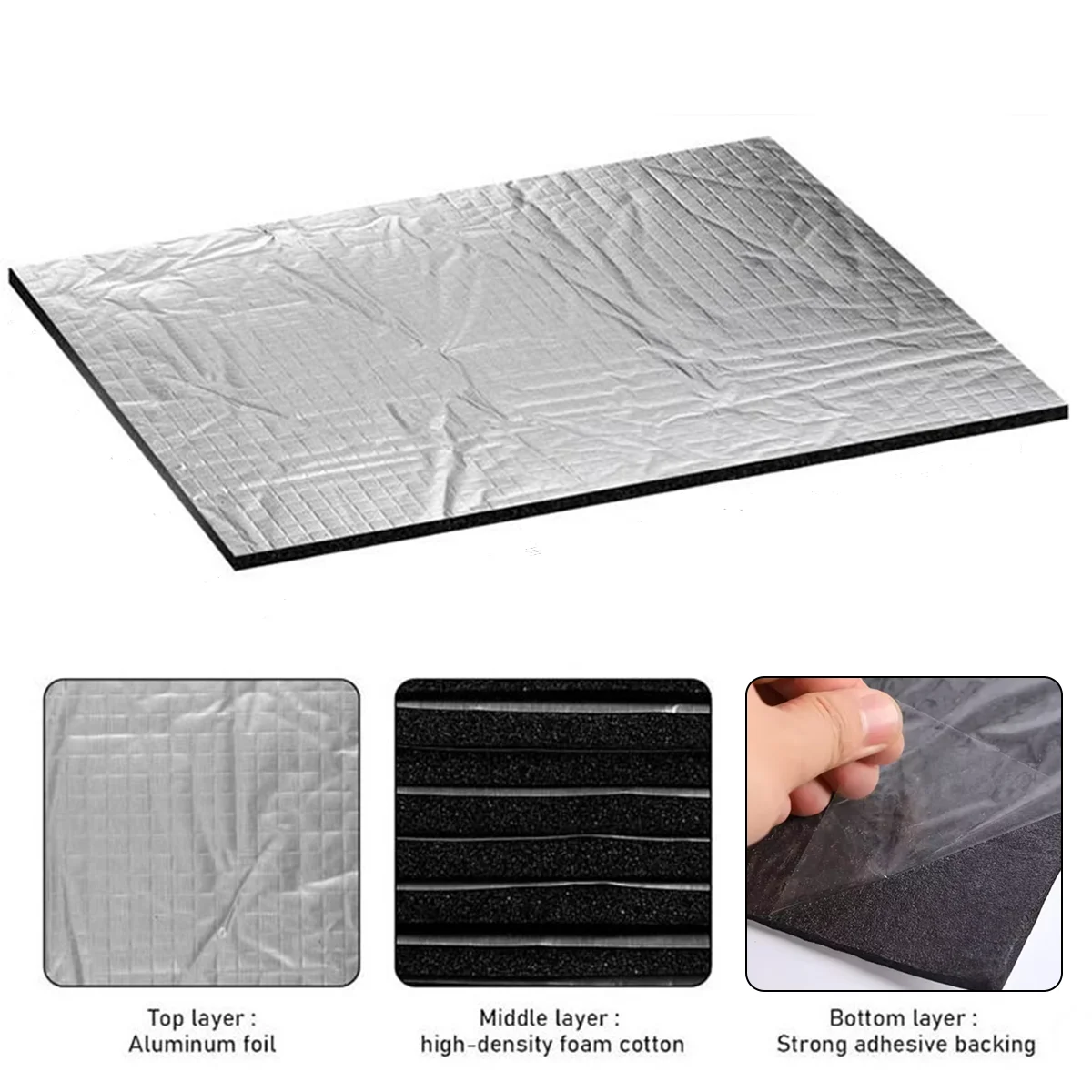 10PCS 5mm Car Heat And Sound Aluminium Foil Insulating Cotton Mats Door Bonnet Vibration Isolating Mats Noise