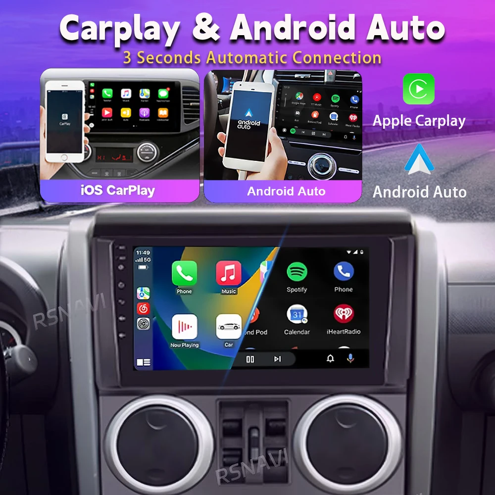 For jeep Wrangler Rubicon 2007 - 2010 Carplay Auto Car Radio with Wireless CarPlay Plug and Play Snapdragon Wireless Android 16 view 4