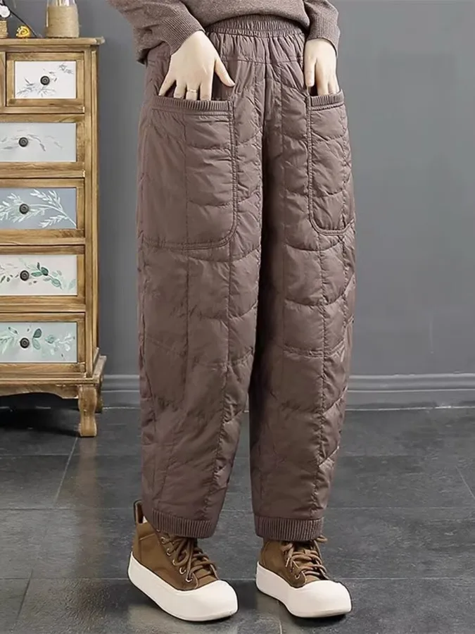 Inverno caldo nuovo arrivo colore diamante modello pantaloni di cotone Thiened sciolto casual da donna antivento artistico retrò