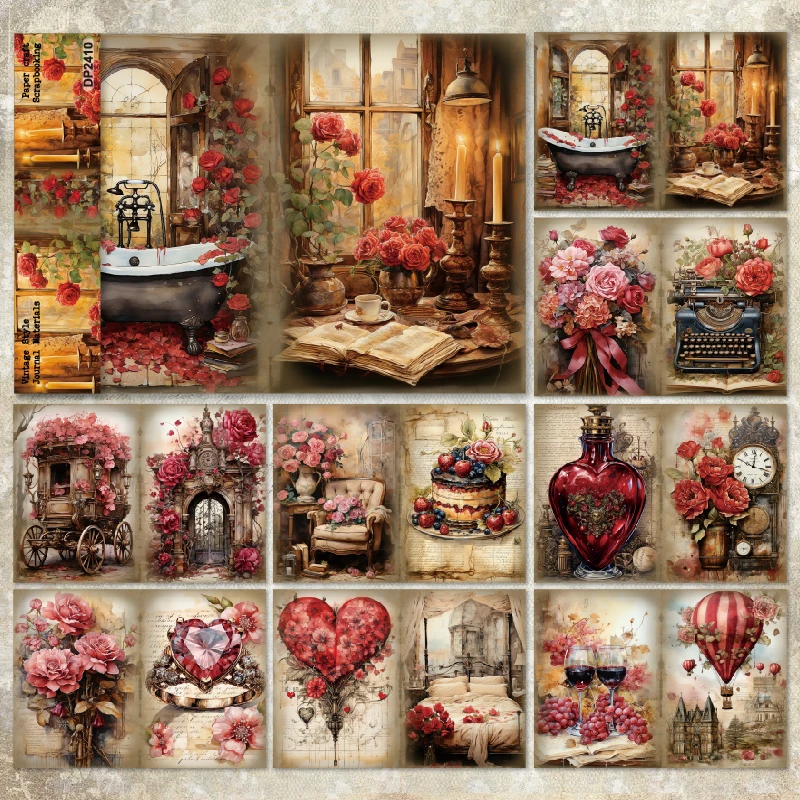 Panalisacraft 8 sheets A5 size Vintage Style Scrapbooking patterned paper Fancy Card Pack Light weight Craft Paper Card