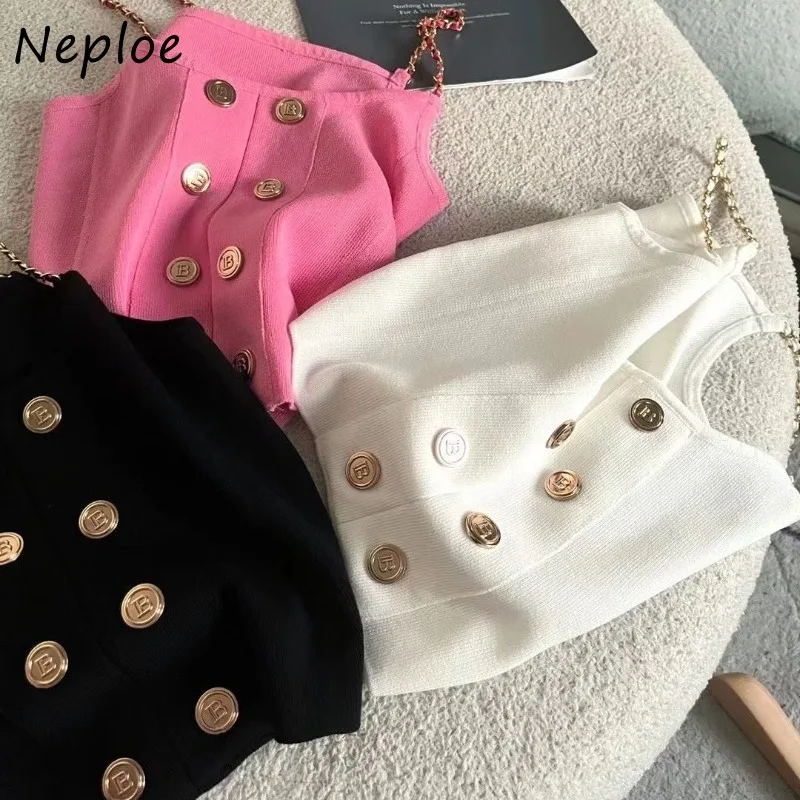 Nploe אמריקאי בסגנון סקסי שרשרת מתכת camisole קיץ חדש מתאים רזה אפוד עבור נשים Y2k