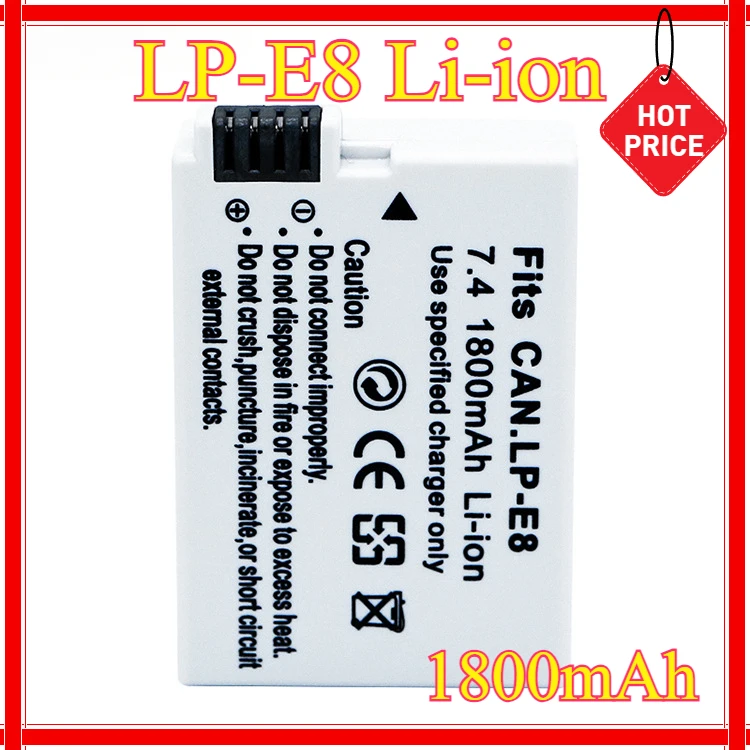 

1800mah LP-E8 LP E8 LPE8 Camera Battery for Canon EOS 550D 600D 650D 700D Kiss X4 X5 X6i X7i Rebel T2i T3i T4i T5i Batterie