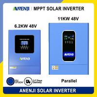 ANENJI 6.2KW 11KW 48V hybrid solar inverter 230VAC 120A 160A off grid solar 500VDC charger with WIFI BMS support Paralle