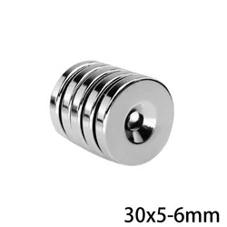 Imán fuerte de neodimio avellanado, 30x5-6mm, 30x5-6mm, 30x5-6 discos