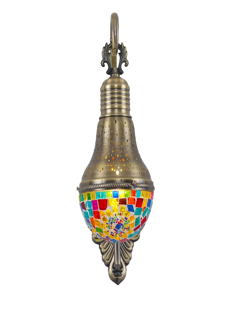 Handmade Mosaic Stained Glass Wall Lamps Turkish Style Bohemian Decor with Light Emitting Diode and Iron Body
