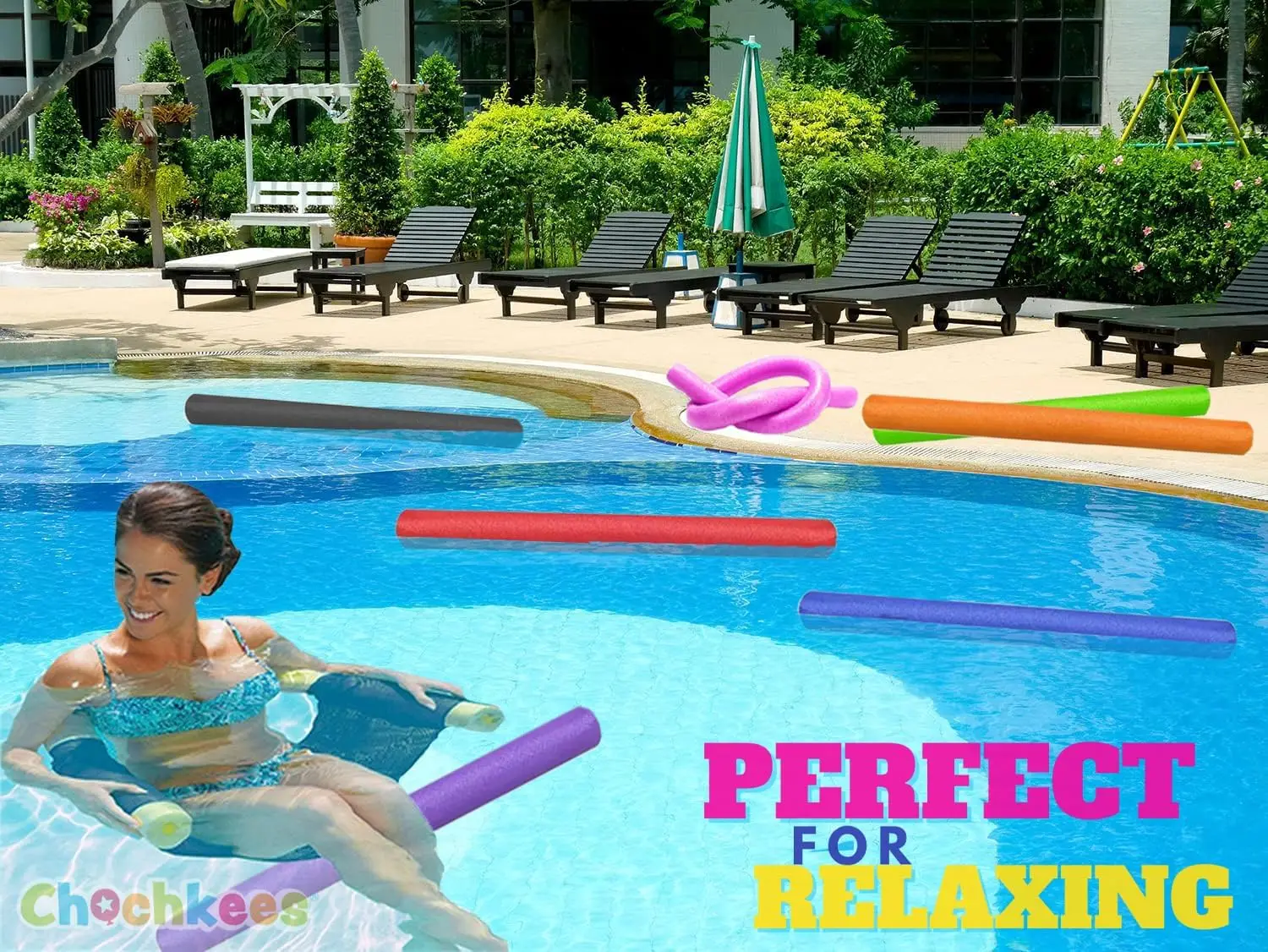 Pool Noodles 2-Pack 52 Inch Foam Tube for Floating, Hollow Design for Swimming Pool Fun with Bright Colors view 5