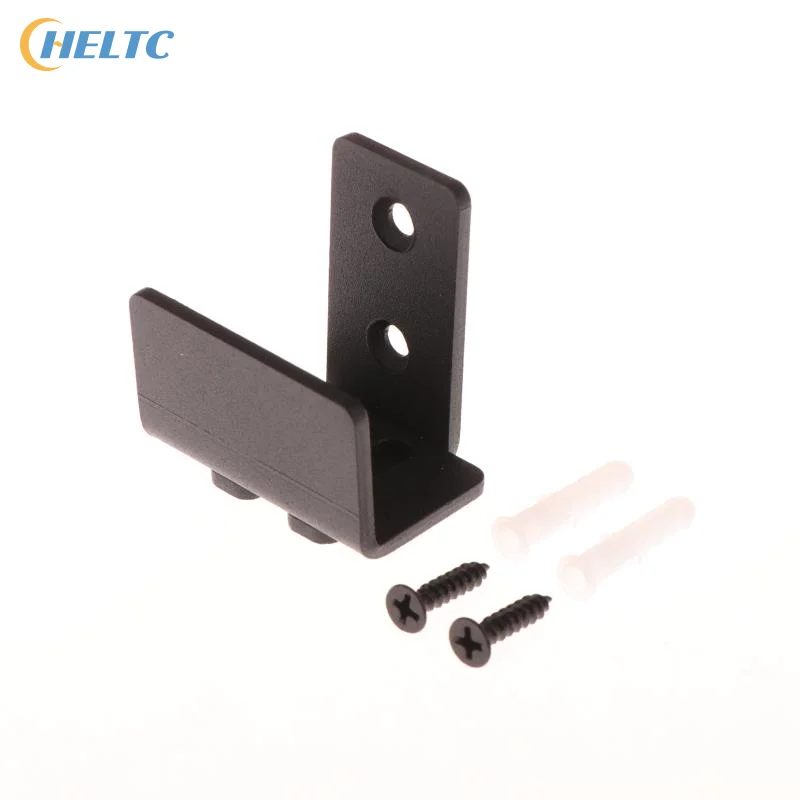 1 個黒スライド納屋ドア底床ガイドクリップ調整可能なユニバーサルドアガイドスロット付きスイングストップ