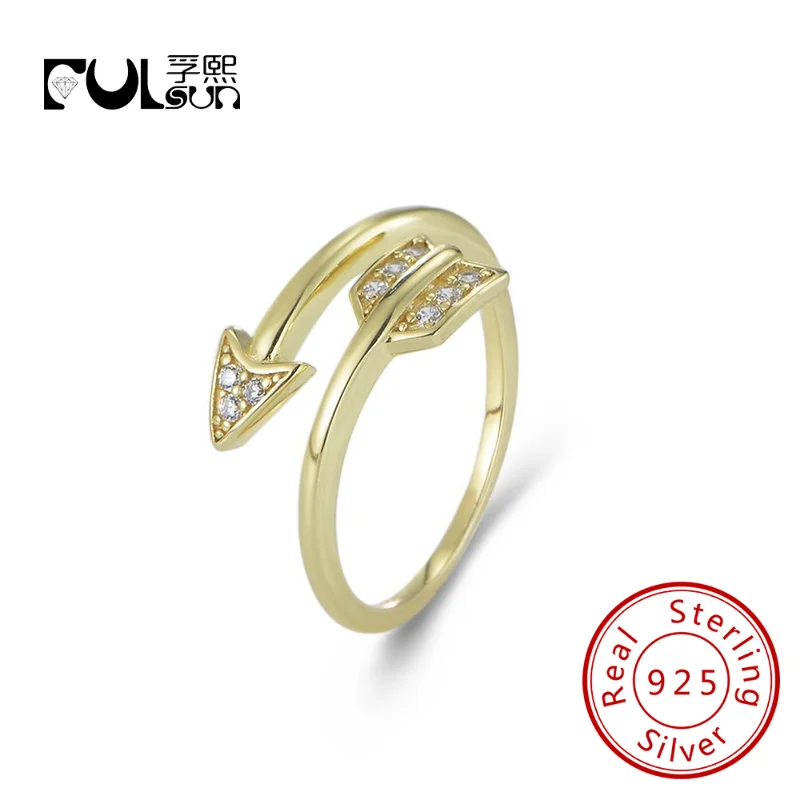 

Fulsun Delicate Resizable jewelry 925 Sterling silver 14k gold plated open Adjustable Arrow rings for women girls