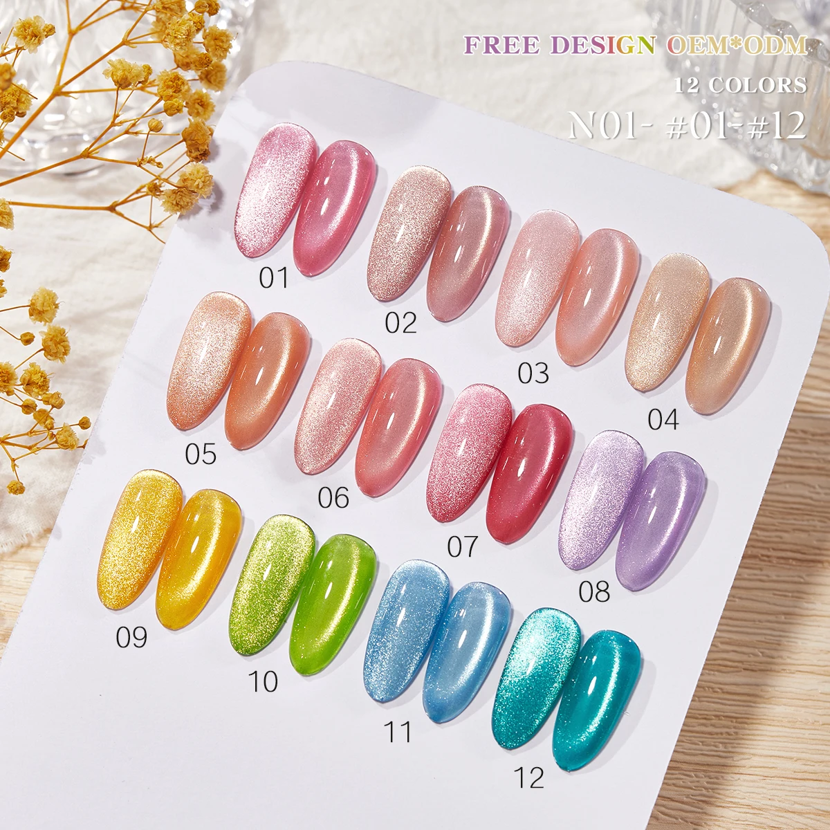 2025 Vendeeni été nouvelle tendance 12 couleurs gelée oeil de chat Gel vernis Salon de manucure Nail Art Kit offre spéciale Non toxique UV Gel personnalisé