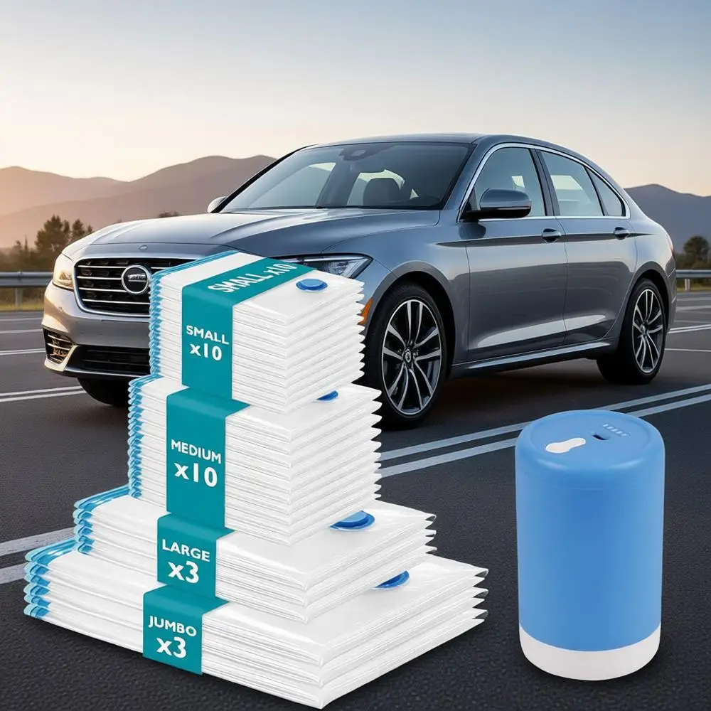 

26 Pack Vacuum Storage Bags with Rechargeable Electric Pump, Space Saver for Clothing, Pillows, Blankets