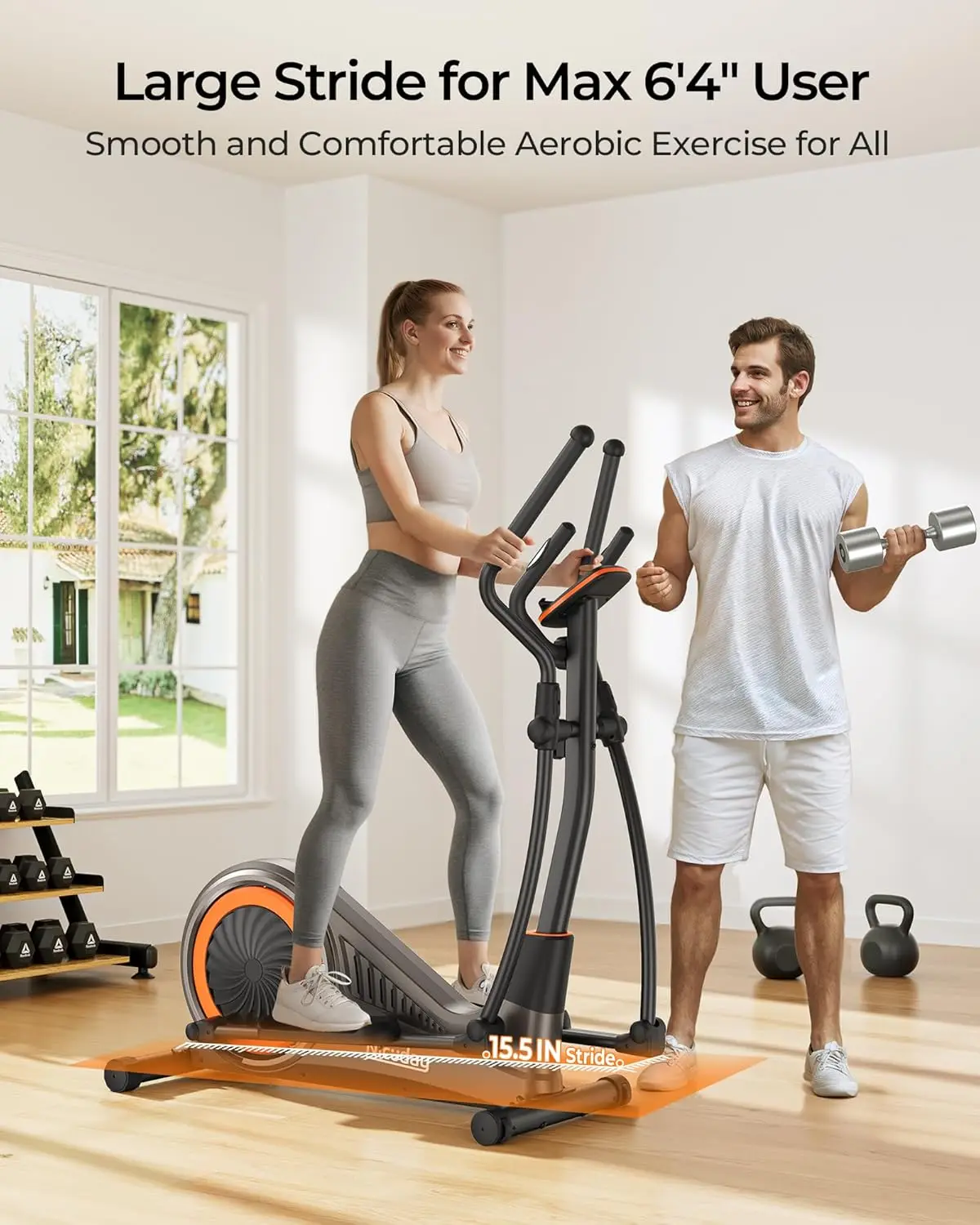 Elliptical Machine, Elliptical Exercise Machine for Home with Hyper-Quiet Magnetic Driving System, Elliptical Trainer