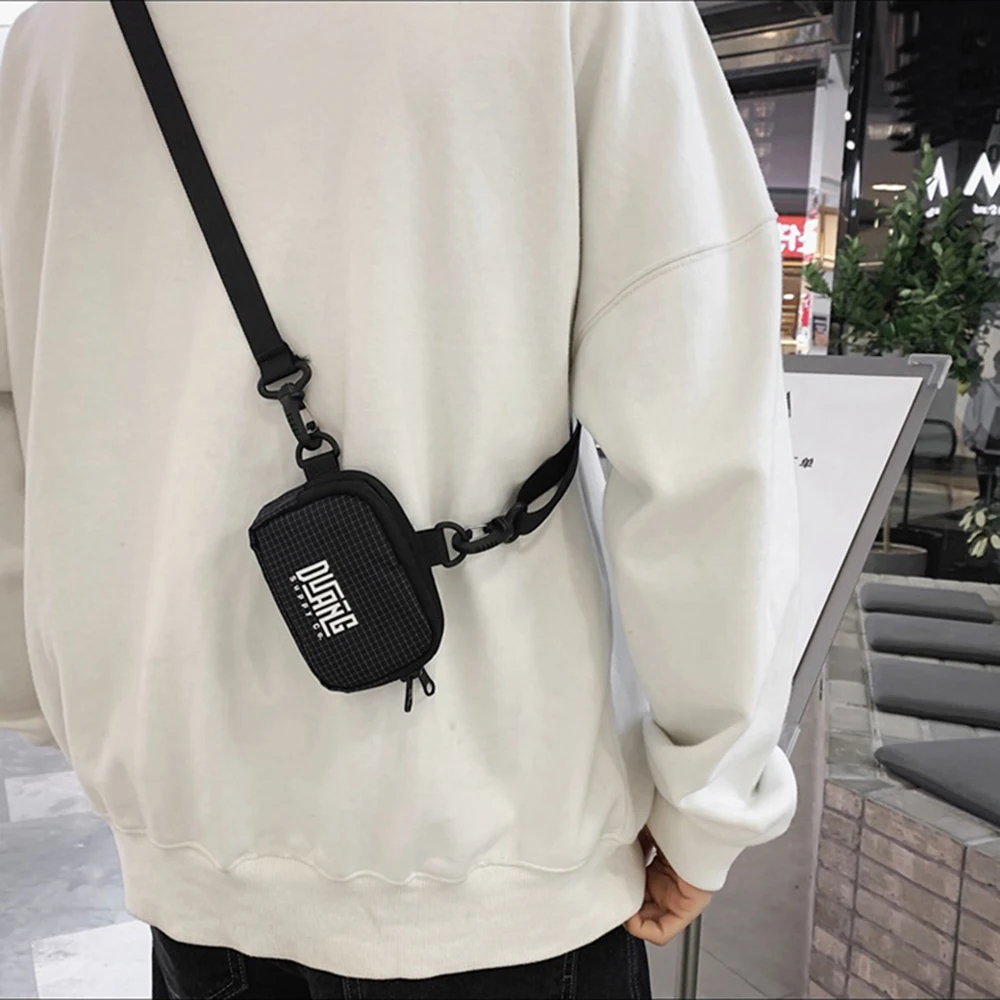 Creative Neck Hanging Nylon Coin Purse Japanese Style Lanyard Mini Storage Bag Letter Casual Couple Crossbody Bag Boys Girls