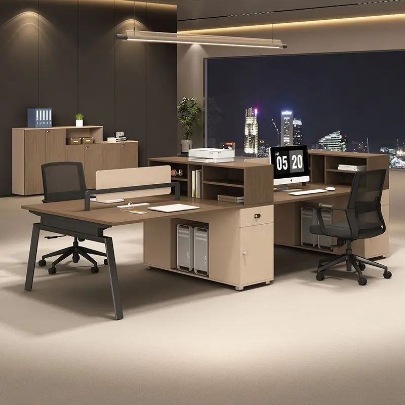 Staff Desk Staff Seat Simple Modern 4 Four Six Double Financial Card Seat Office Furniture Table and Chair Combination