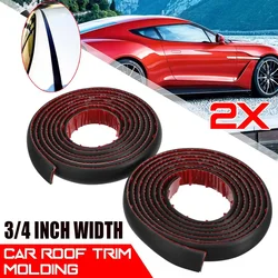 Black 2PCS 2M Flexible Roof Trim Molding Kit Seal Strips 2CM Width Trim Strips For MITSUBISHI/Lexus/Honda/CHEVY/FORD/BMW/DODGE