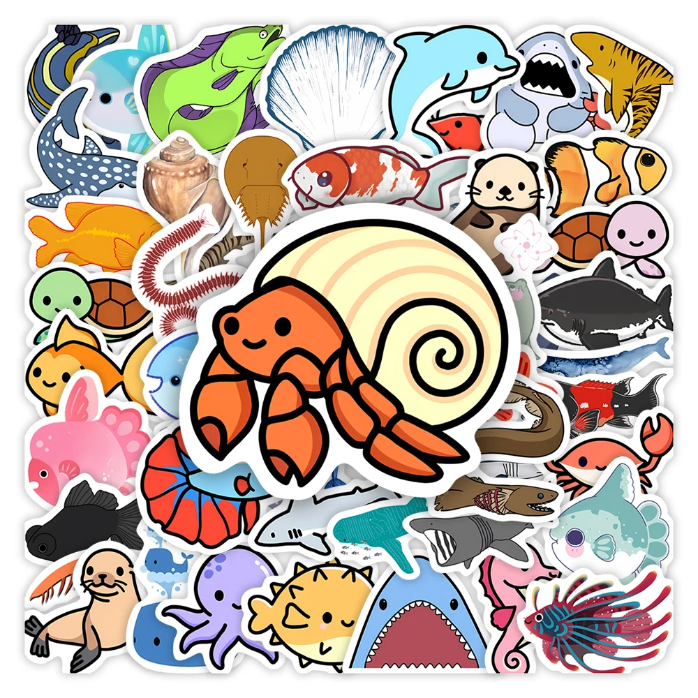 Cute Cartoon Ocean Animal Stickers DIY Kids Gift Waterproof Decal for Scrapbook Diary Laptop Phone Luggage Bottles Decorative