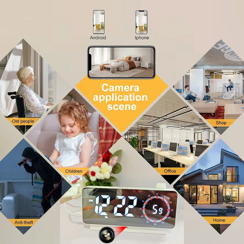 Newly Upgraded 1080P HD WiFi Mini Clock Camera - Nanny Cam, 4K Wireless Indoor Home and Office 24/7 Continuous Word view 4