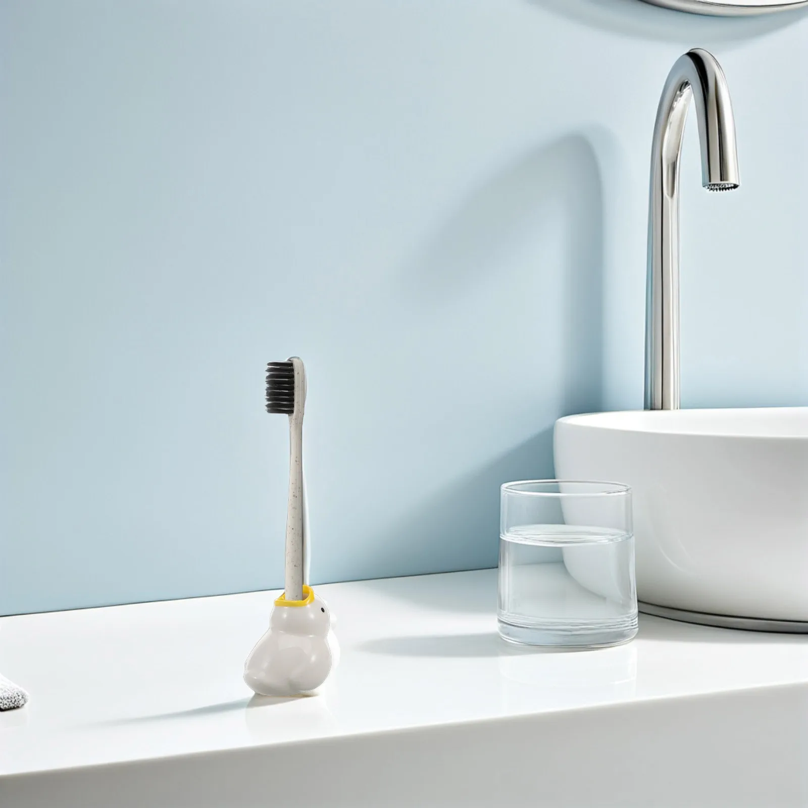 

Ceramic Duck Toothbrush Holder Cute Cartoon Bathroom Countertop Stand Toothbrush Organizer Decorative Bathroom Holder