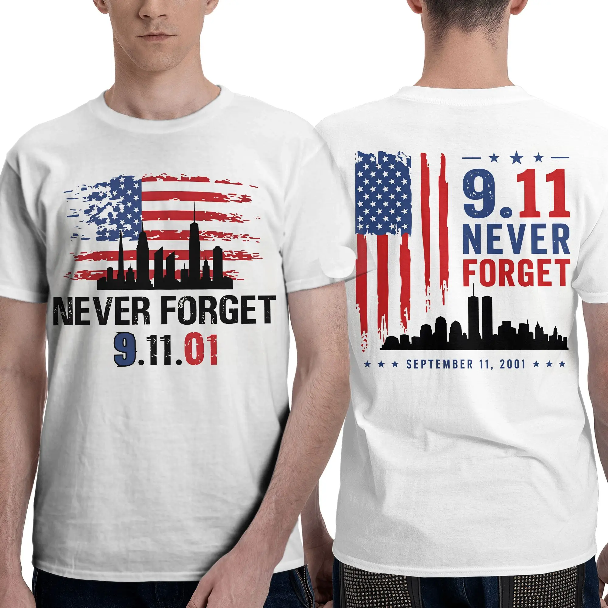 25th Anniversary Never Forget September 11 2001 Memorial T-Shirt Men's  Funny Cotton T Shirts Summer O Neck Hip Hop Tee Shirt