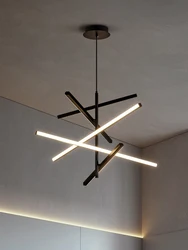 Nordic geometria paski wisiorek Led światła salon jadalnia oświetlenie żyrandol pokojowy wystrój domu sypialnia Loft lampa wisząca oprawa