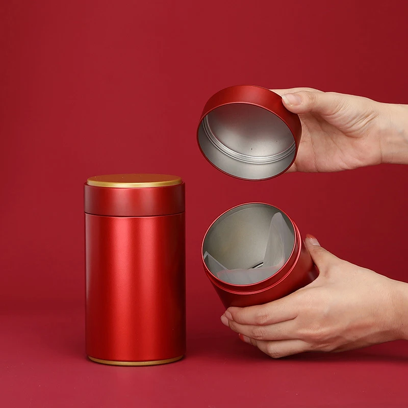 Portable Tea Box Solid Color Tea Sealed Box Teaware Storage Container Tinplate Can Coffee Sugar Box Kitchen Storage