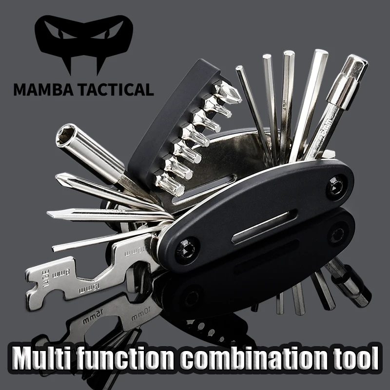 

Bicycle Internal Hexagonal Folding Screwdriver And Wrench Multi-functional Set 21 Functions Metal Repair Mount Tools