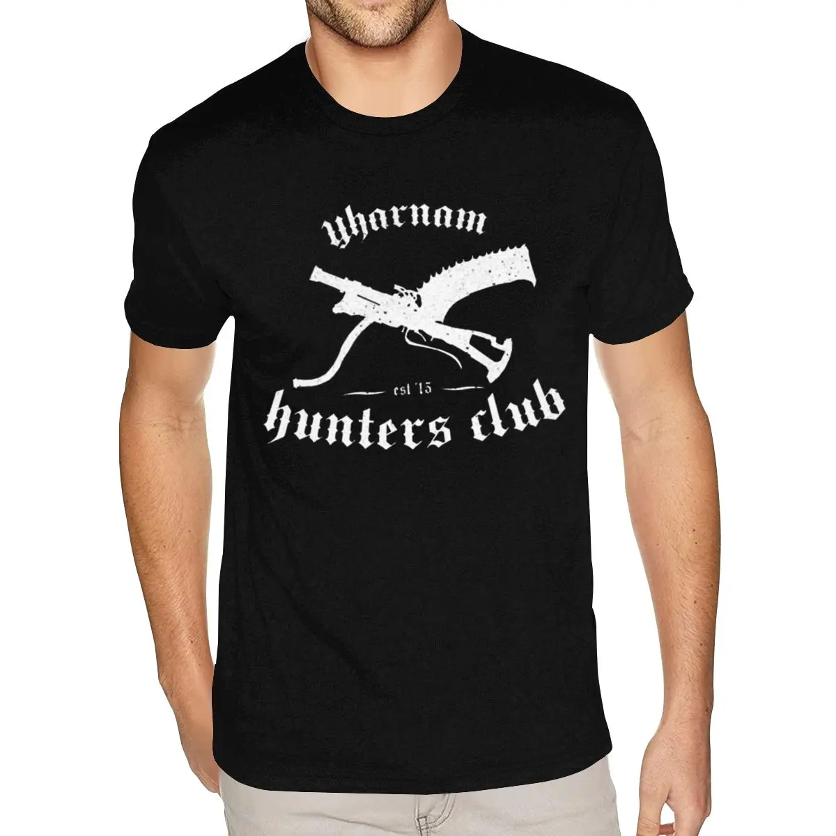 

Unique Bloodborne NE HUNTERS CLUB Graphic Tees Short Sleeve O-Neck Cotton For Man Big Size Deep Heather Tees Shirt