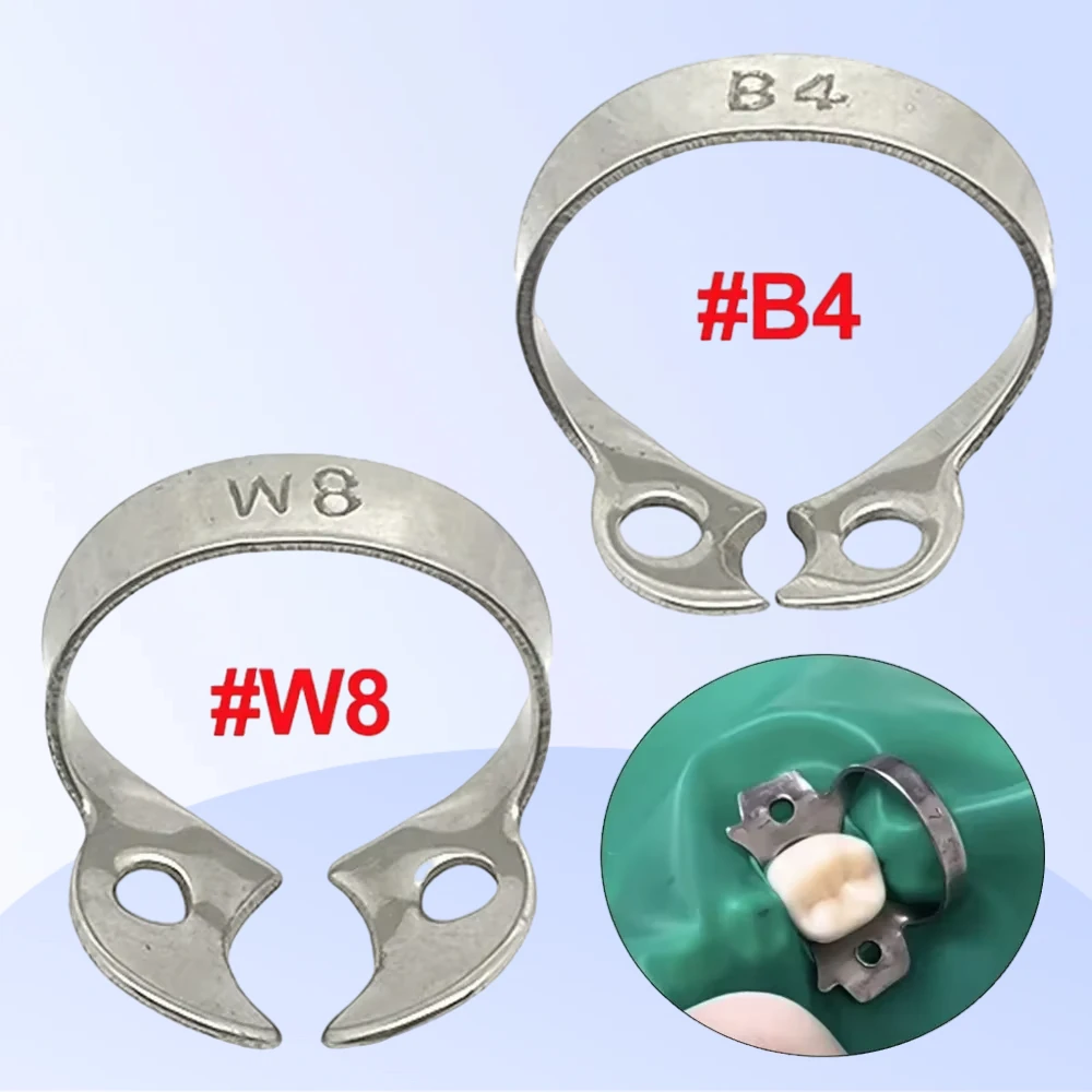 B4/W8 Dental Rubber Dam Clamps Endodontic Restorative Barrier Clips Stainless Steel Frame Holder Molar Teeth Materials