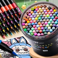 24/36/48/60/80/120 Bucket-cap soft-head acrylic marker pen - specially designed for students in art class, with strong coverage.