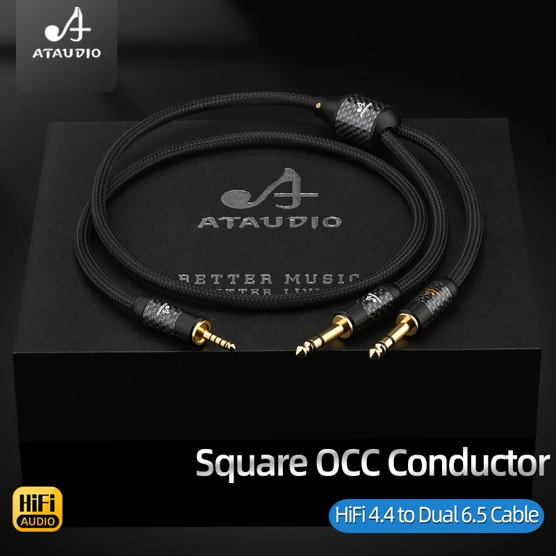 

ATAUDIO HiFi Balanced 4.4mm/2.5mm to Dual 6.35 mm TRS Jack Extension Cable for Amplifier Balance Player Audio Cable