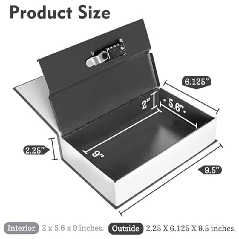 صندوق آمن للكتب مزخرف بالارتفاع مع قفل ، آمن للكتب المزيفة العتيقة للزينة ، كتاب تحويل سري