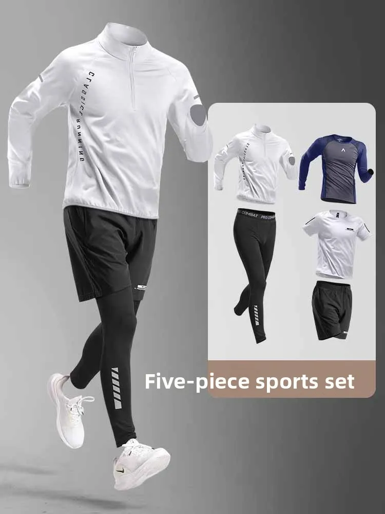 

Profional Men's Sportswear Set Elastic Qui Dry Running Fitn Jaet Outdoor Cycling Athletics Sports Equipment