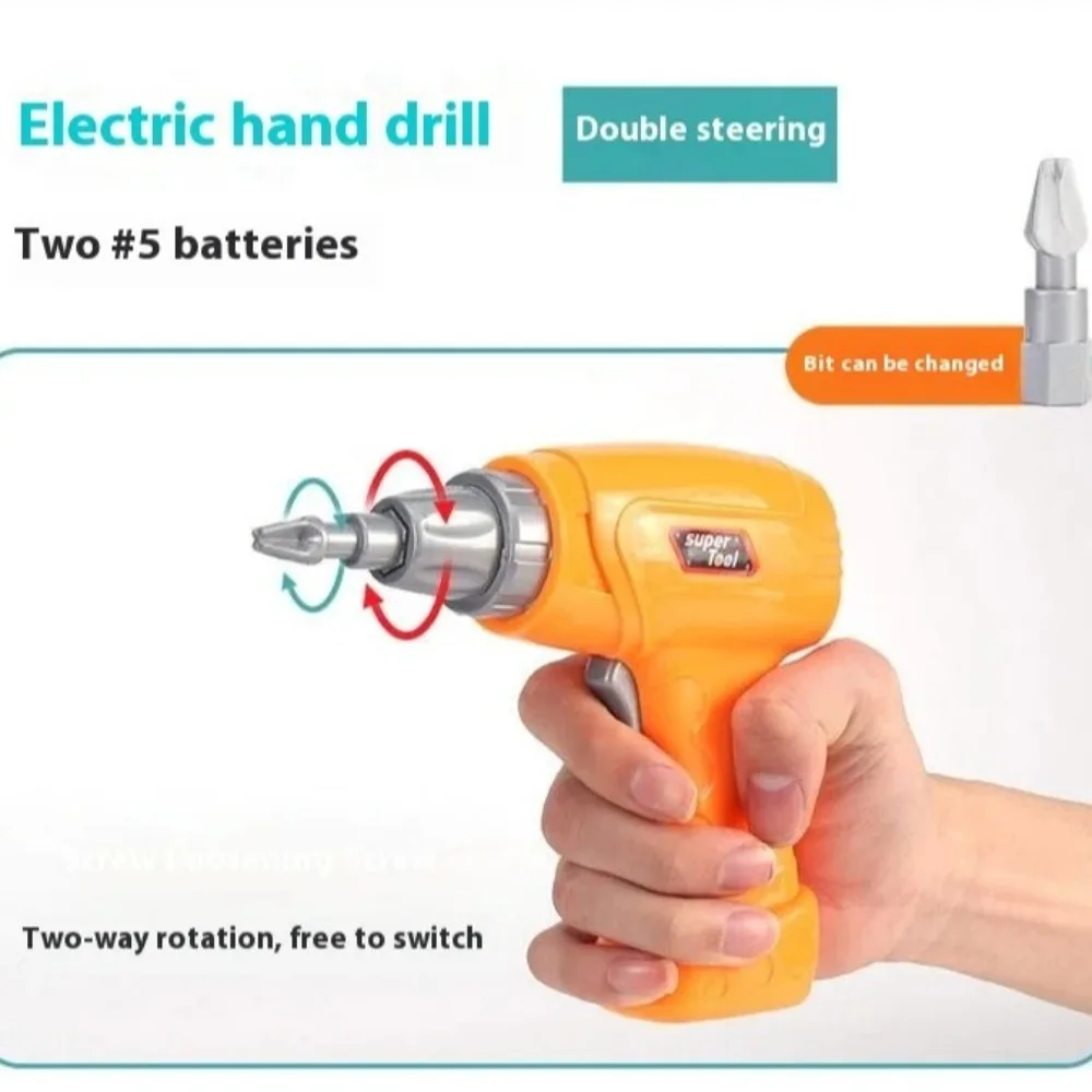 40/56/58 Uds. Juguetes para niños juego de herramientas de reparación tornillo de juego taladro eléctrico Kit de herramientas de simulación regalo con destornilladores