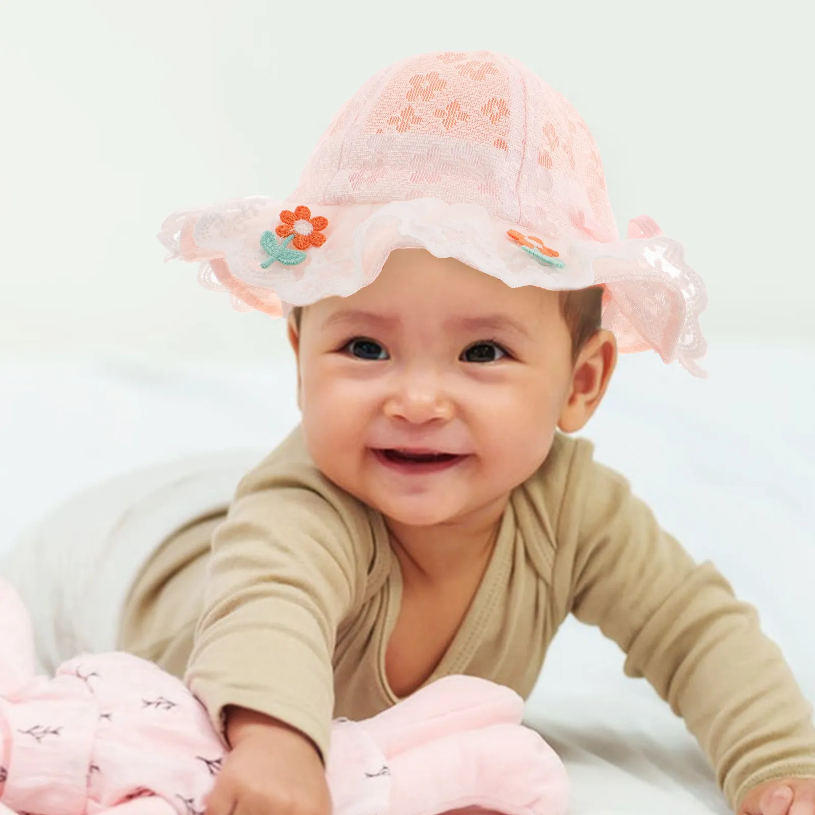 Baby Girl Wide Brim Breathable Mesh Fisherman Sun Hat Summer Toddler Beach Cap Outdoor Sun Protection Baby Girl Hats view 5