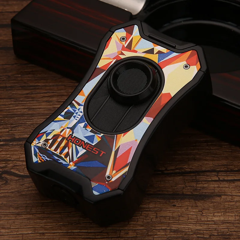 

HONEST Four Fire Надувная зажигалка с прямой зарядкой Портативный воспламенитель Держатель для сигар Аксессуары для сигар Мужской высококачественный изысканный подарок