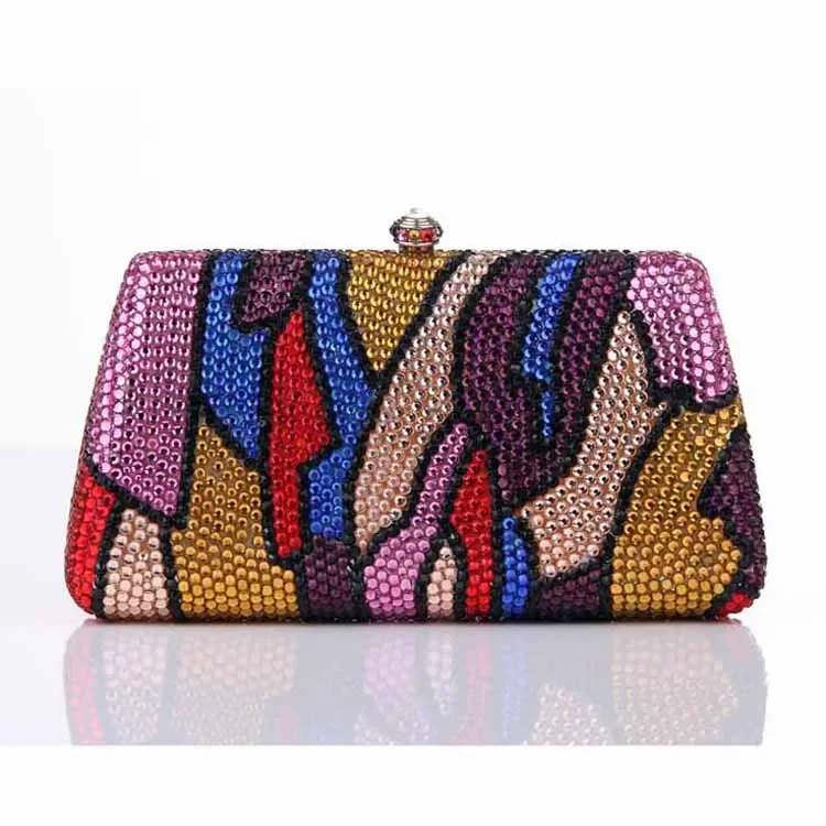 Multi color rhinestones diamond purses crystal women clutch bags