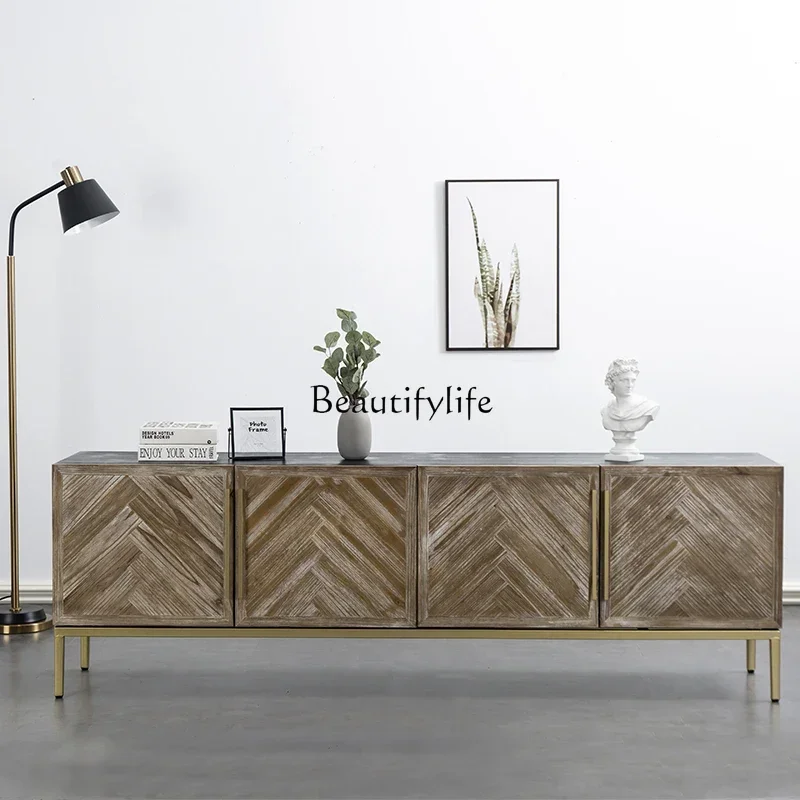 

LJY*all-solid wood TV cabinet American modern simple small apartment industrial floor cabinet
