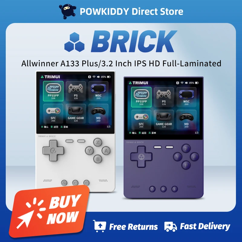 TRIMUI BAKSTEEN Handheld Game Console 3.2 ''IPS Scherm Linux Systeem Trimui UI Metalen Achterpaneel Sleutel LED Verlichting Gratis Keycap geschenken
