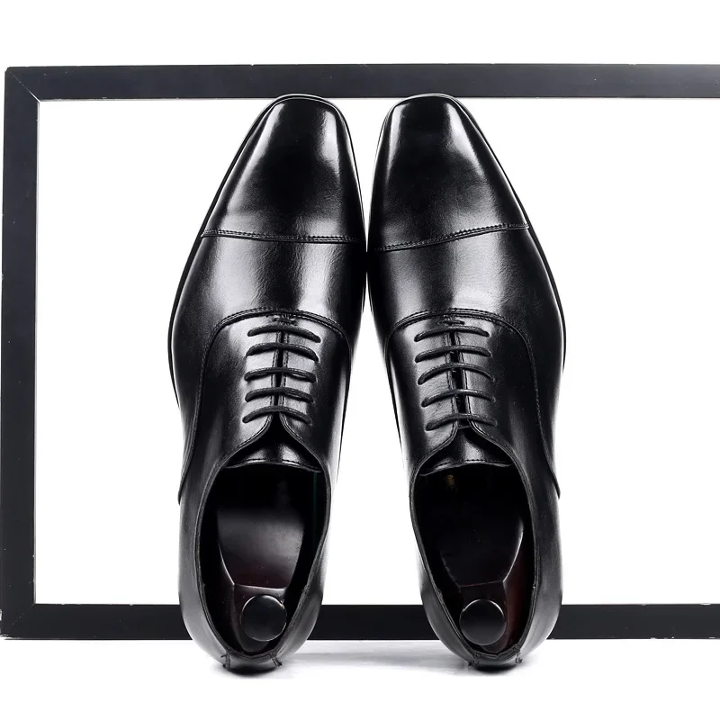 Men\'s Dress Shoes Square Toe Gentlemen Leather Shoes Trendy Business Style Slip On Fashion Men Shoes 2020 new
