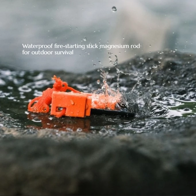 5PCS Outdoor Survival Waterproof Fire-starting Stick Magnesium Rod Emergency Fire-starting Belt Scale Ruler with Hanging Rope
