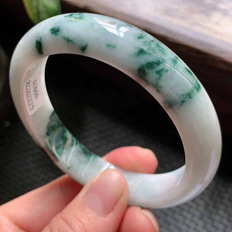 Genuine Myanmar Grade A Jadeite Ice Floating Flowers Jade Bangle Healing Bracelet Women Fine Jewelry Certified Burma Jade Bangle